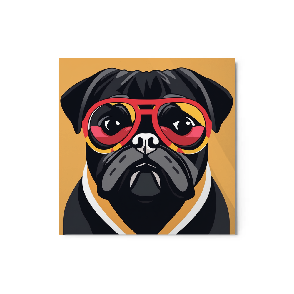 PugMug Custom Black Pug Metal Print