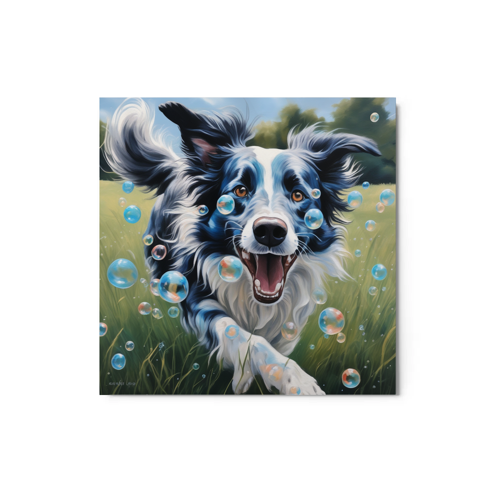 PugMug Custom Blue Merle Border Collie Metal Print