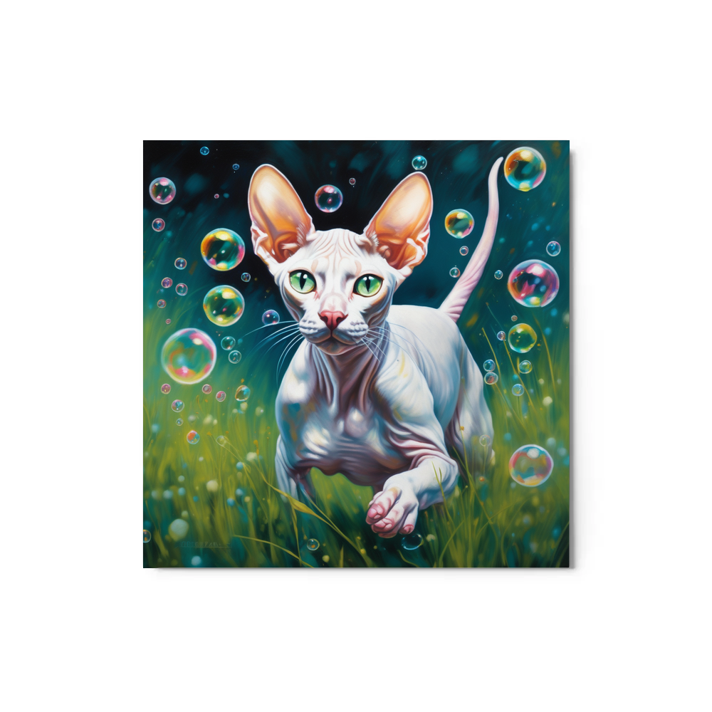 PugMug Custom White Sphynx Cat Metal Print