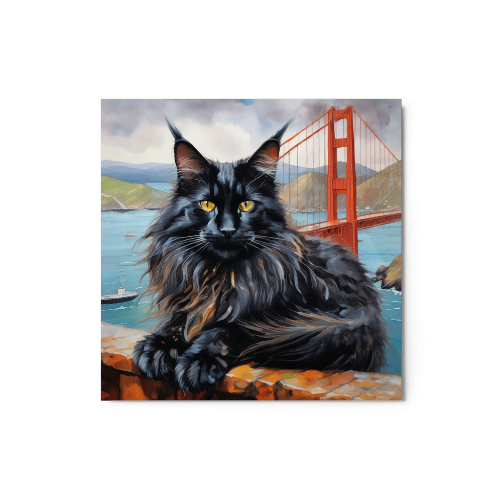 PugMug Custom Black Maine Coon Cat Metal Print