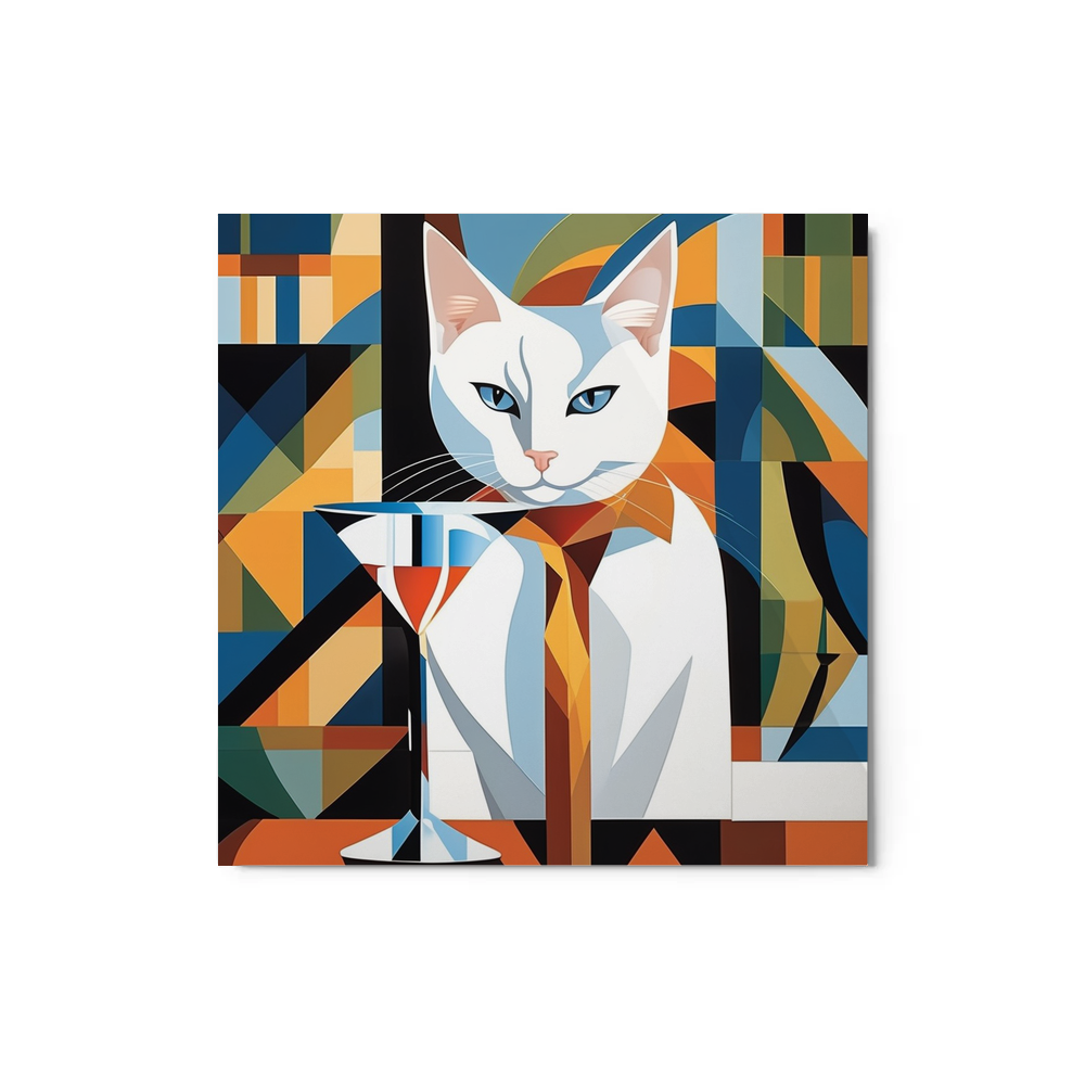 PugMug Custom White Companion Cat Metal Print