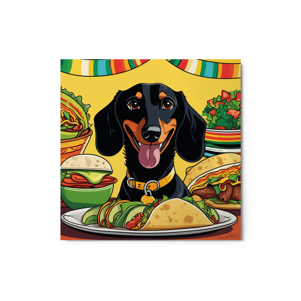 PugMug Custom Black Dachshund Metal Print