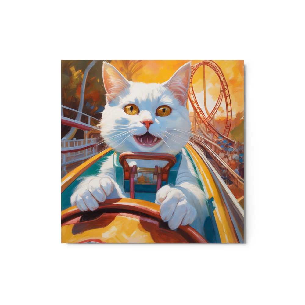 PugMug Custom White Companion Cat Metal Print