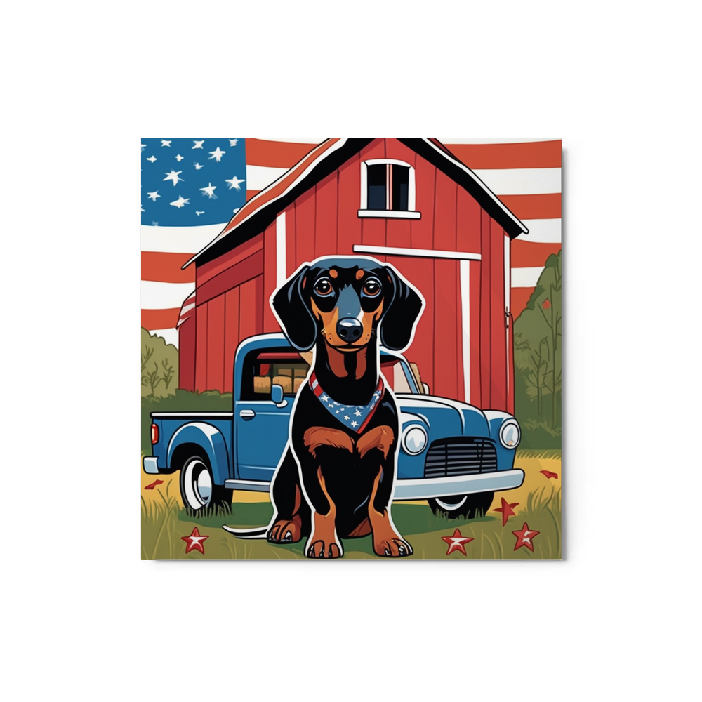 PugMug Custom Black Dachshund Metal Print