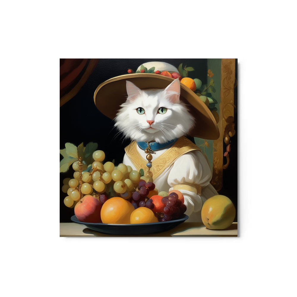 PugMug Custom White Companion Cat Metal Print