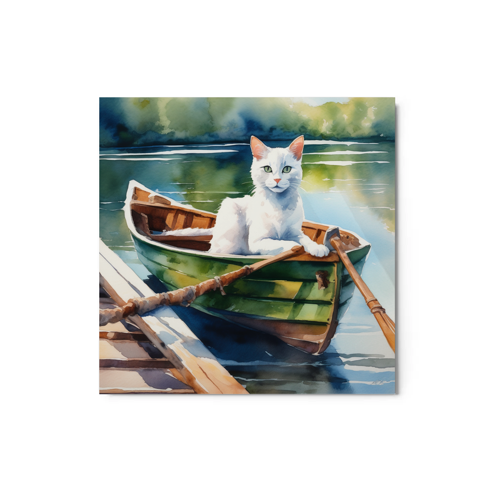 PugMug Custom White Companion Cat Metal Print