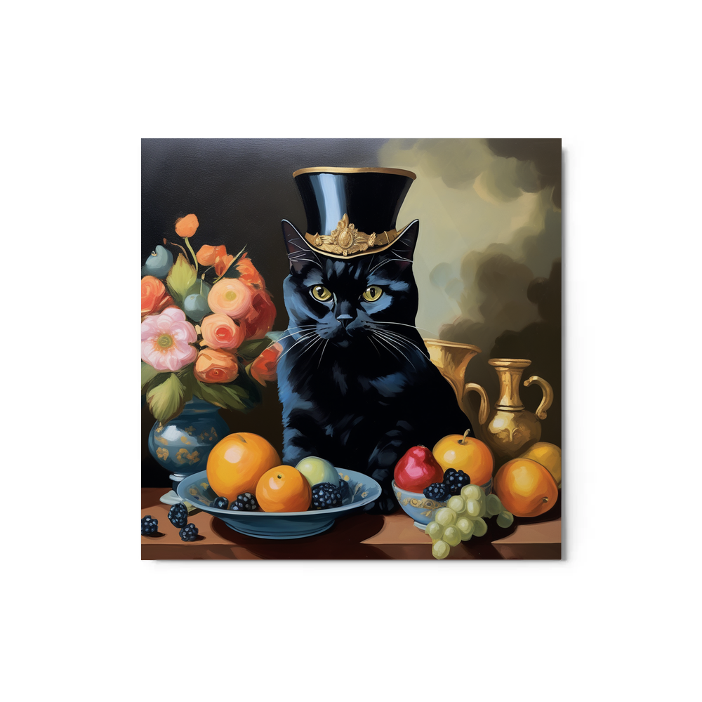 PugMug Custom Black British Shorthair Cat Metal Print