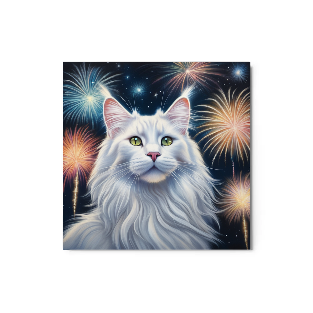 PugMug Custom White Maine Coon Cat Metal Print