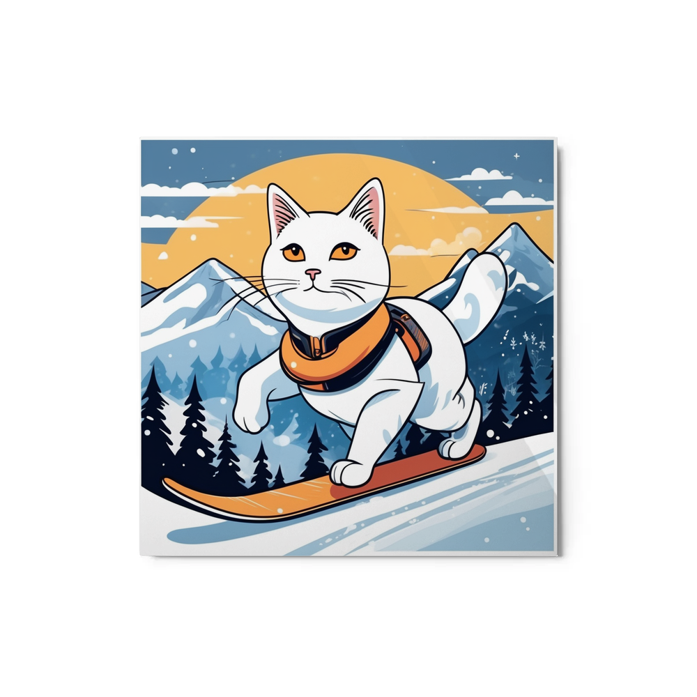 PugMug Custom White Companion Cat Metal Print