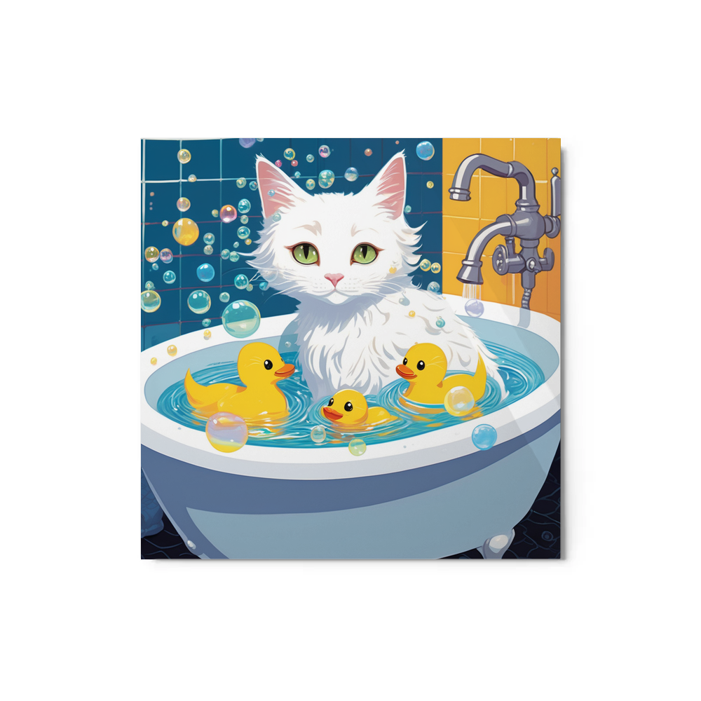 PugMug Custom White Companion Cat Metal Print