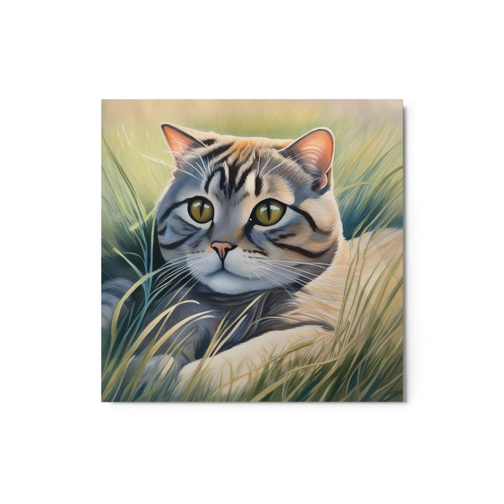PugMug Custom Tabby Scottish Fold Cat Metal Print
