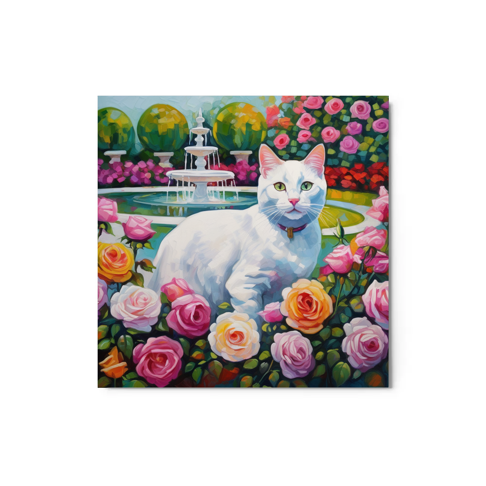 PugMug Custom White Companion Cat Metal Print