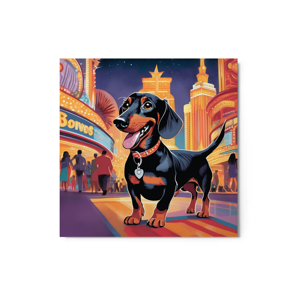 PugMug Custom Black Dachshund Metal Print