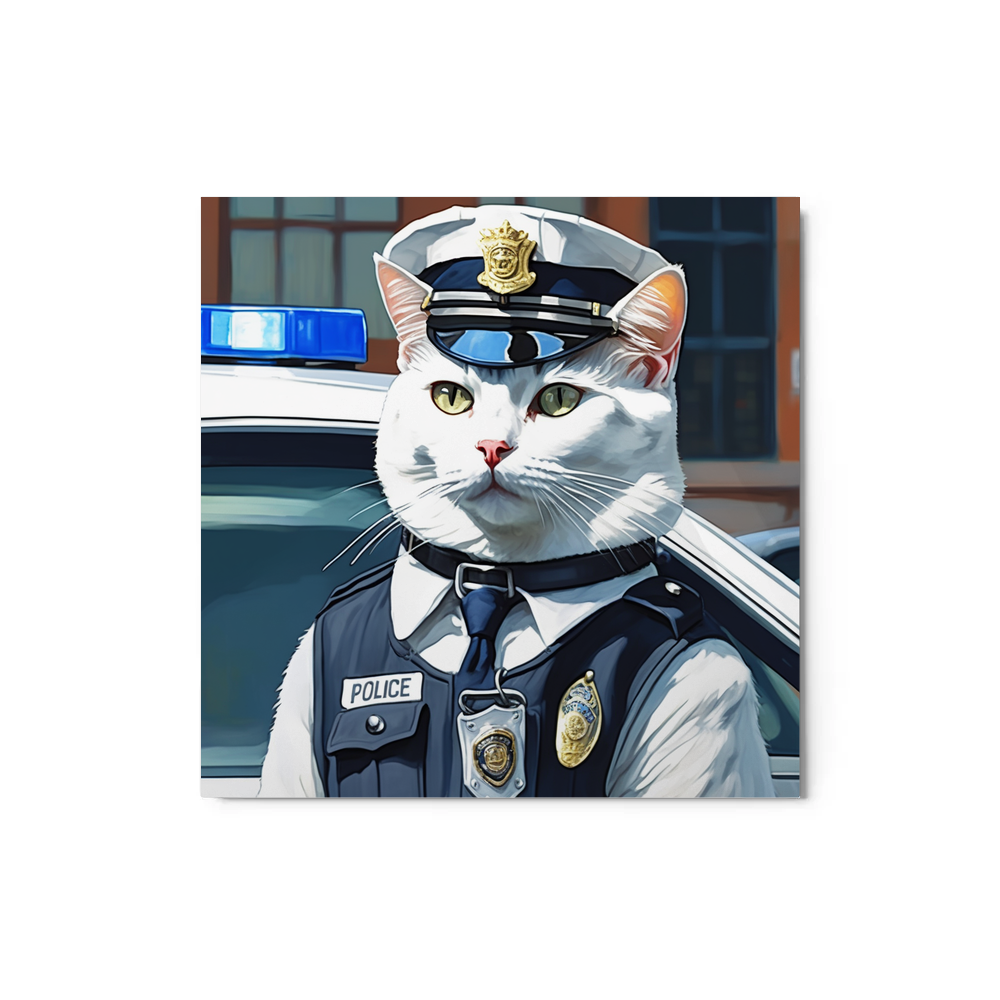 PugMug Custom White Companion Cat Metal Print