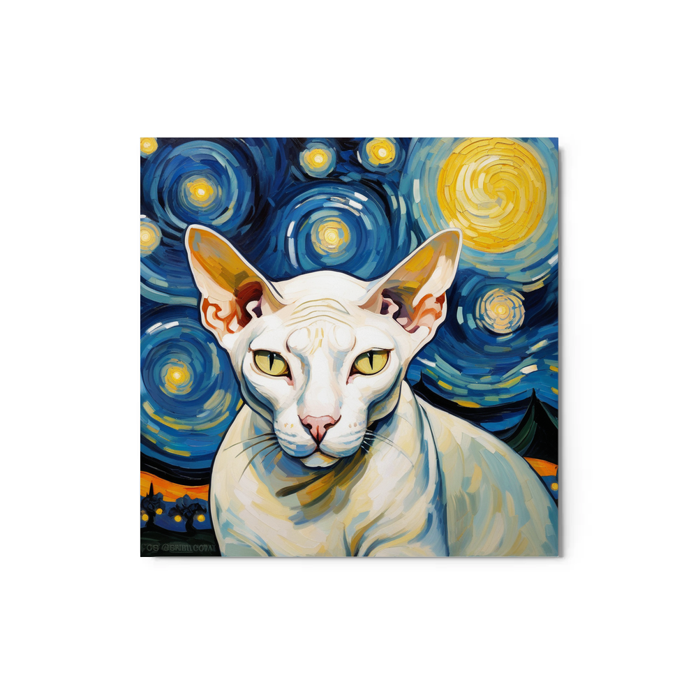 PugMug Custom White Sphynx Cat Metal Print