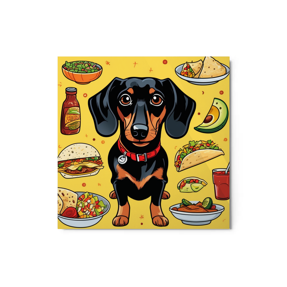 PugMug Custom Black Dachshund Metal Print