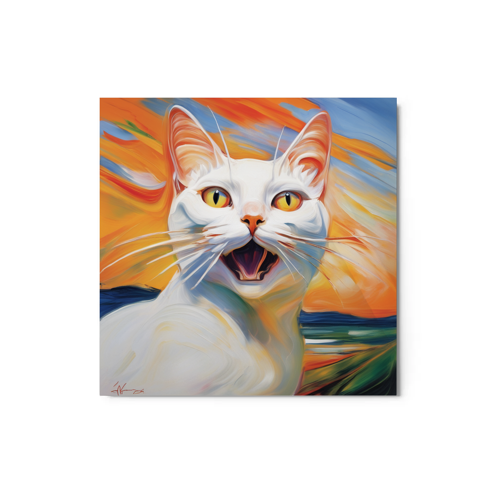 PugMug Custom White Companion Cat Metal Print