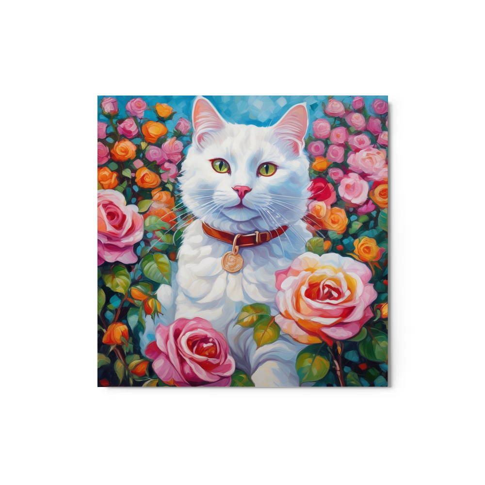 PugMug Custom White Companion Cat Metal Print