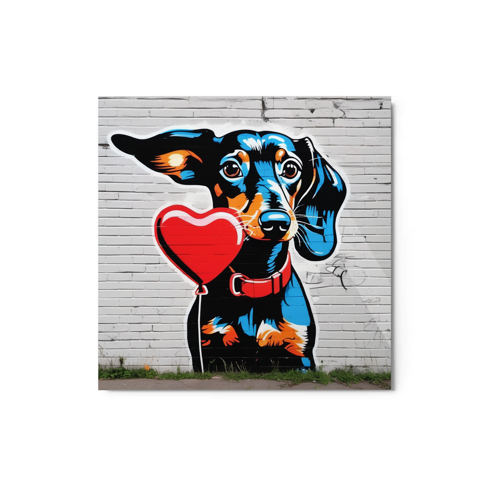 PugMug Custom Black Dachshund Metal Print