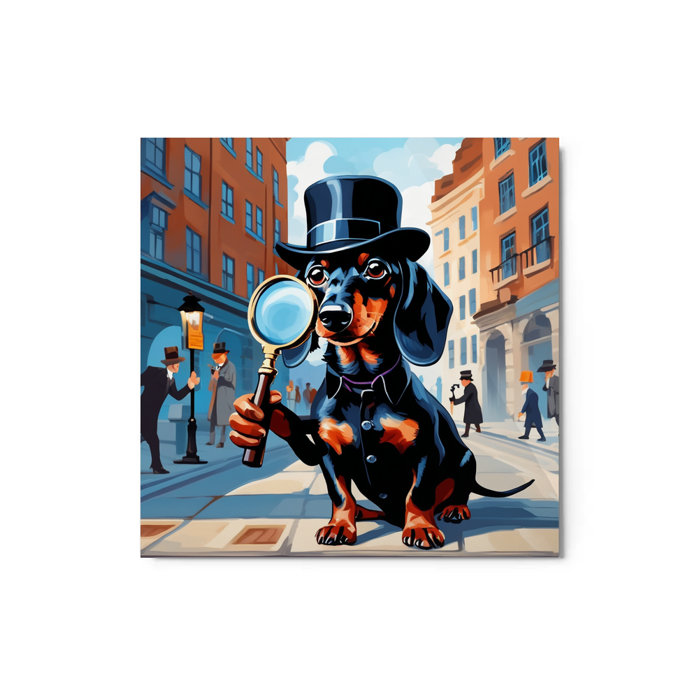 PugMug Custom Black Dachshund Metal Print