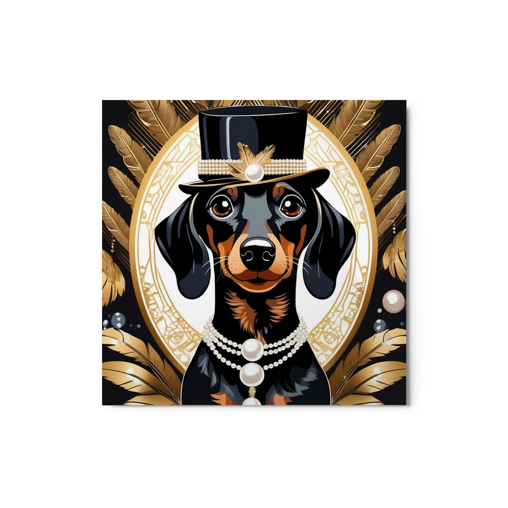PugMug Custom Black Dachshund Metal Print