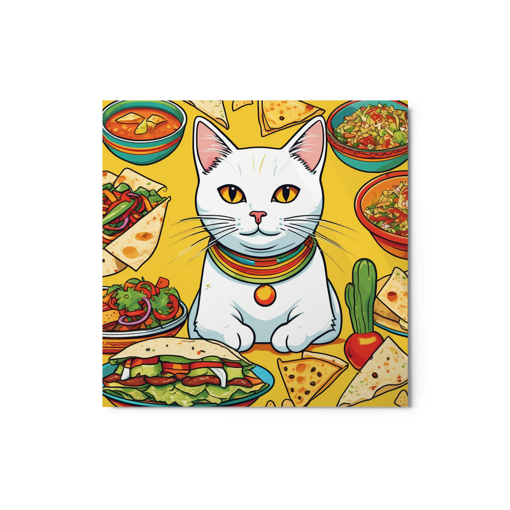 PugMug Custom White Companion Cat Metal Print