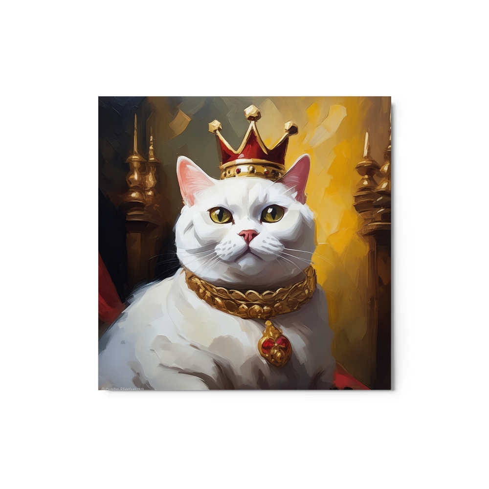 PugMug Custom White British Shorthair Cat Metal Print