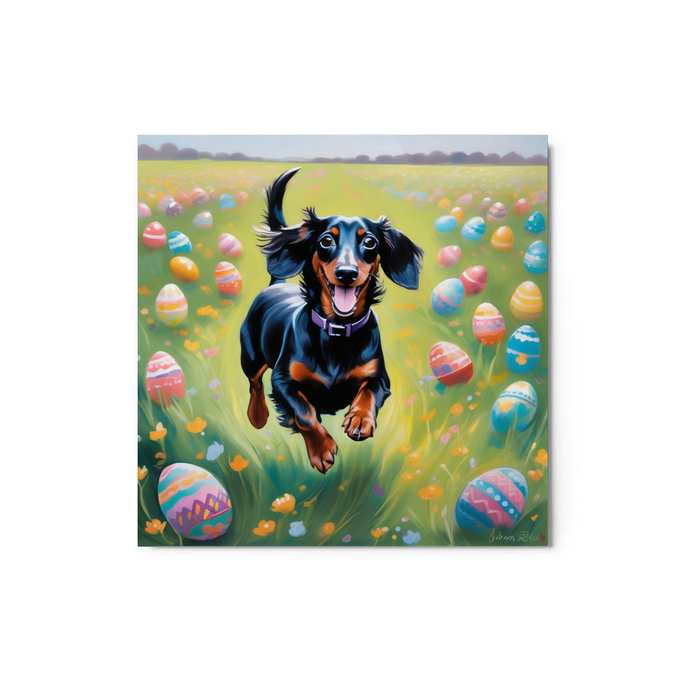 PugMug Custom Black Dachshund Metal Print