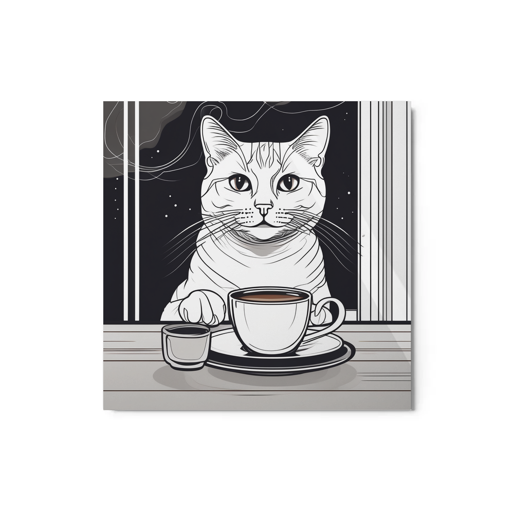 PugMug Custom White Companion Cat Metal Print