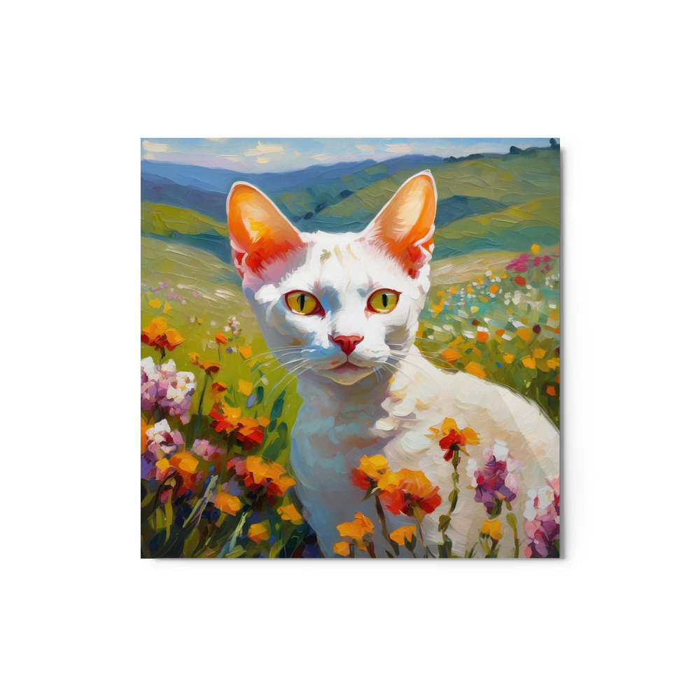 PugMug Custom White Devon Rex Cat Metal Print