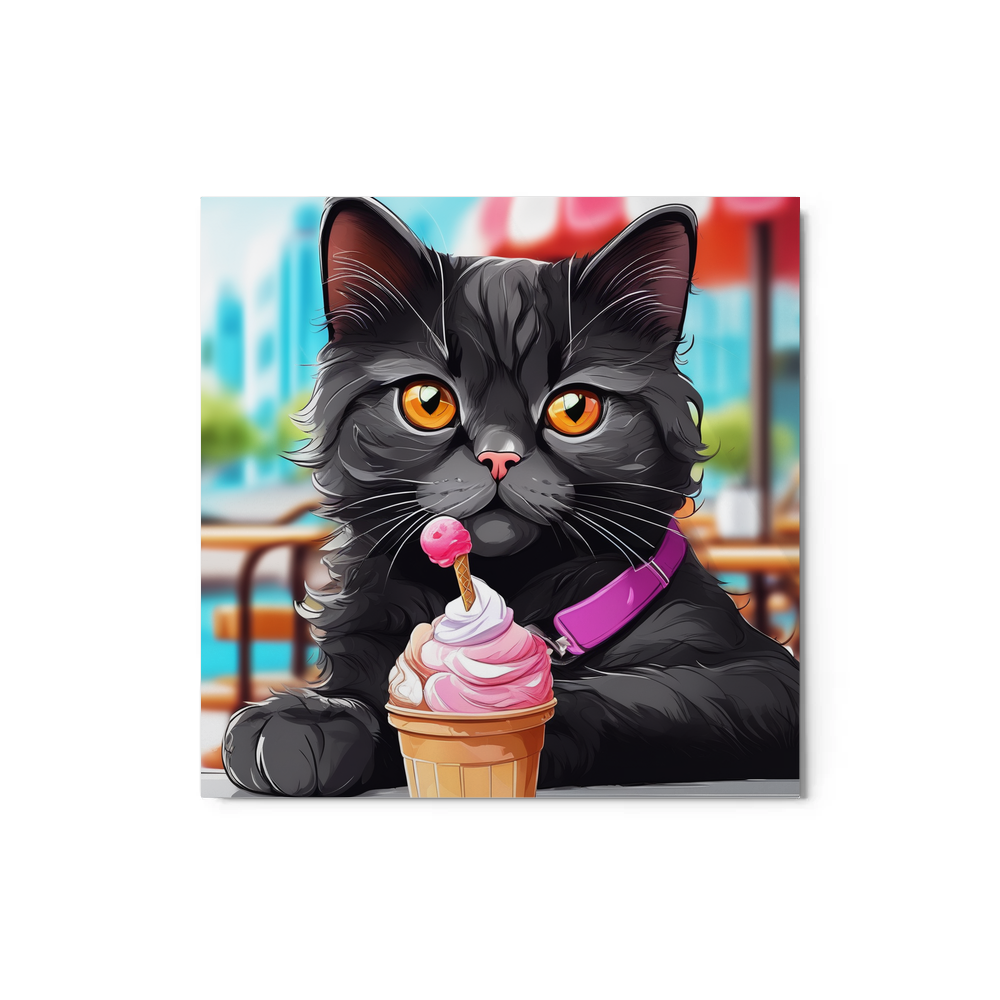 PugMug Custom Black Scottish Fold Cat Metal Print