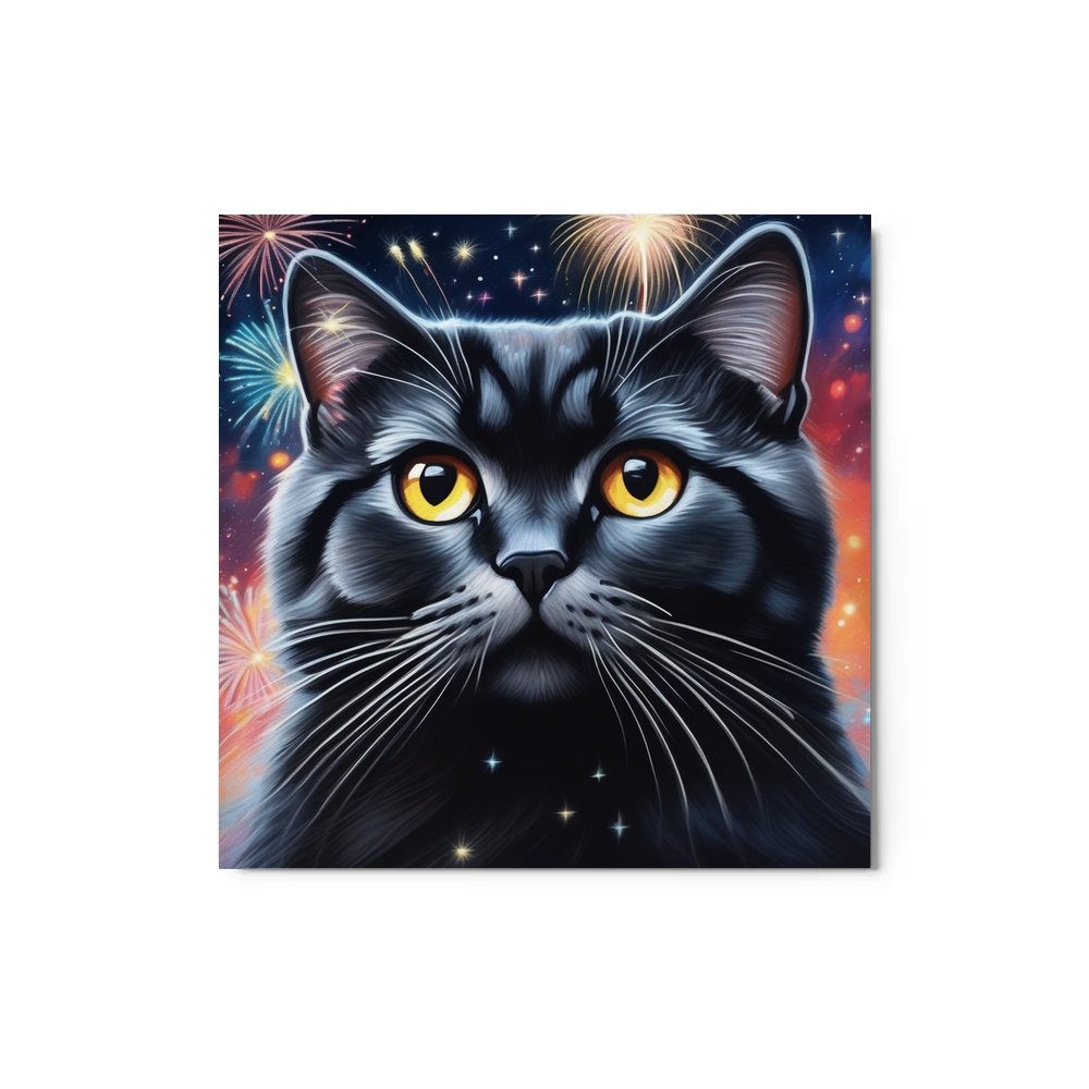 PugMug Custom Black Scottish Fold Cat Metal Print