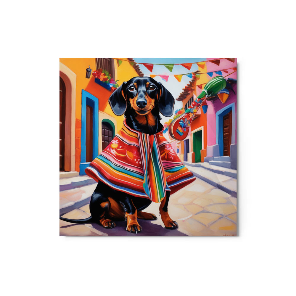 PugMug Custom Black Dachshund Metal Print