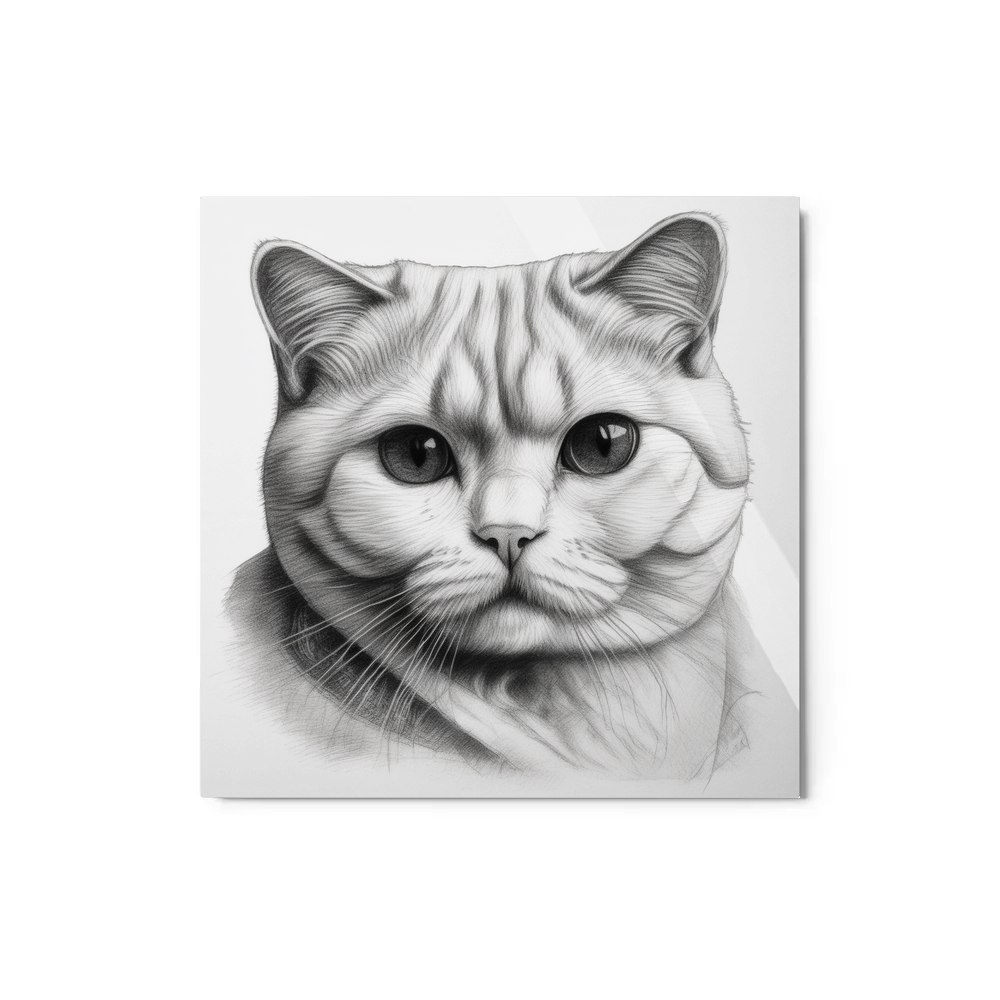 PugMug Custom White Scottish Fold Cat Metal Print