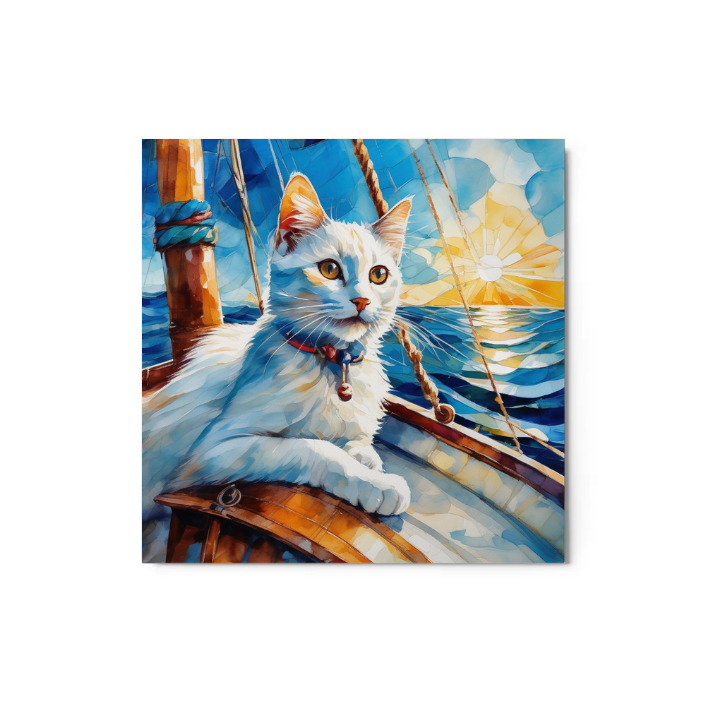 PugMug Custom White Companion Cat Metal Print