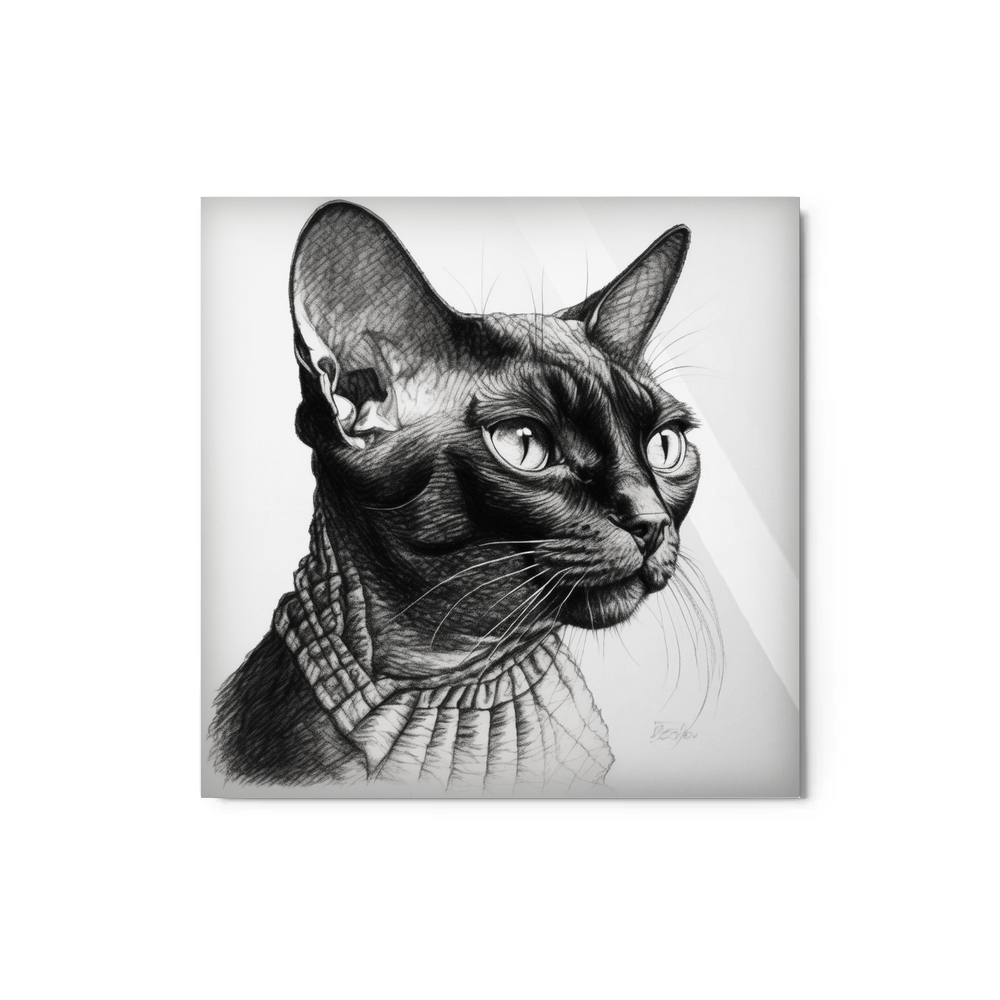 PugMug Custom Black Devon Rex Cat Metal Print