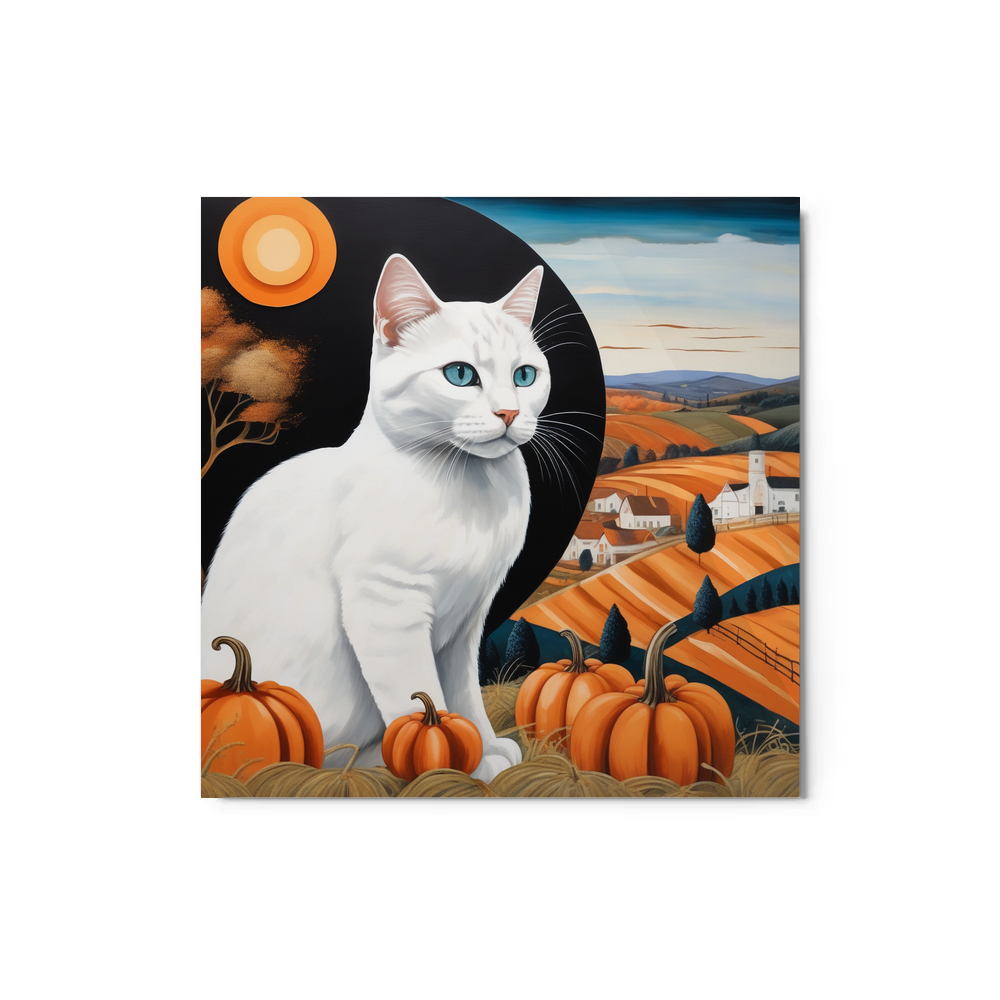 PugMug Custom White Companion Cat Metal Print