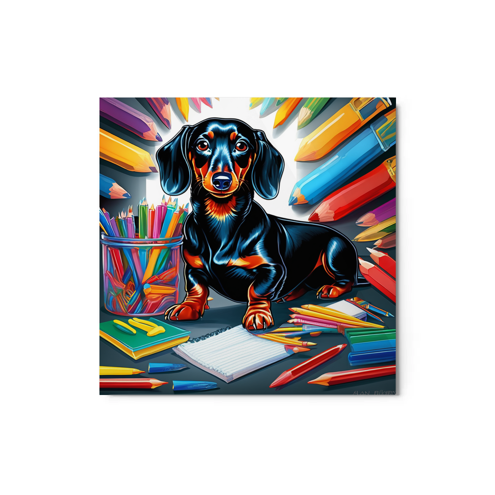 PugMug Custom Black Dachshund Metal Print