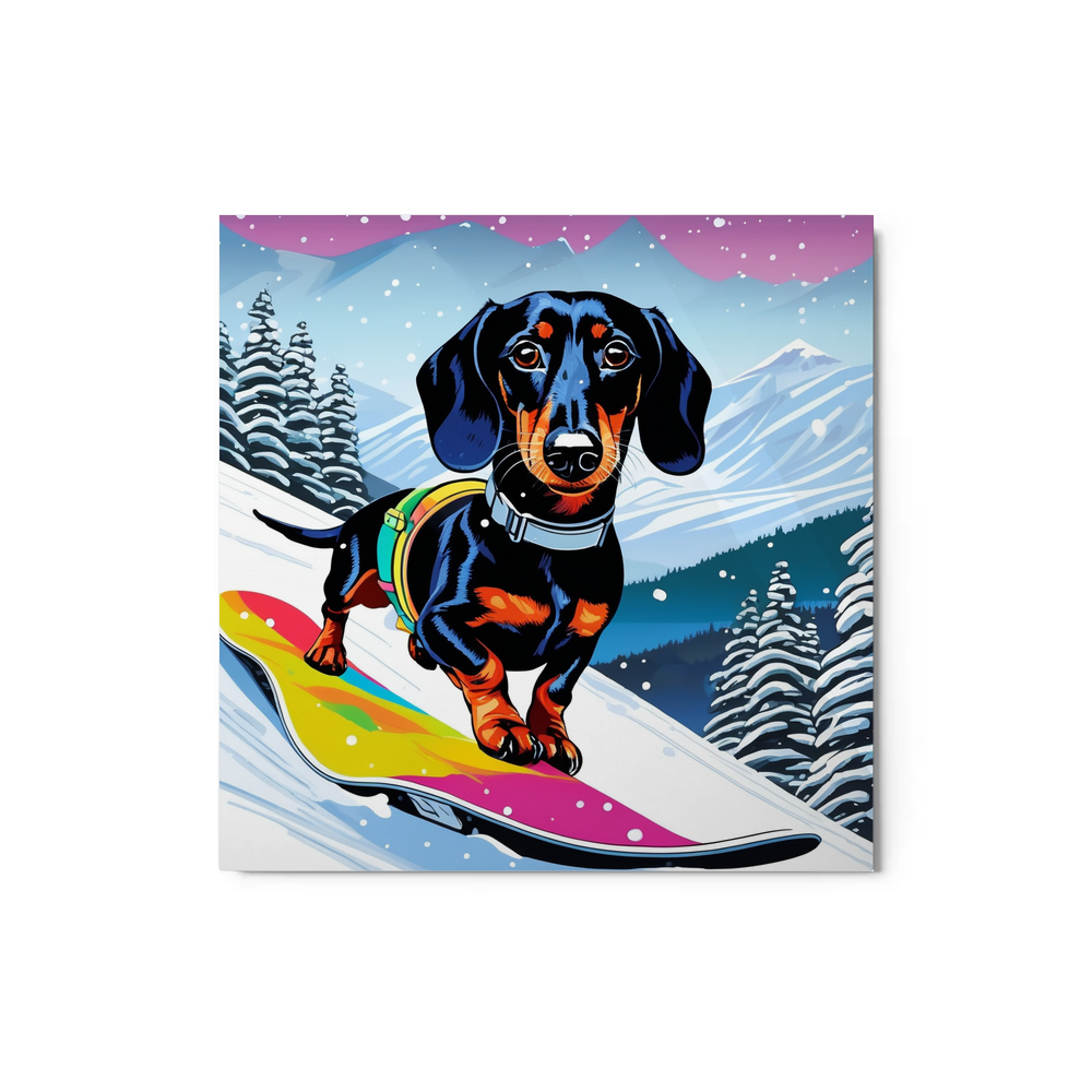 PugMug Custom Black Dachshund Metal Print