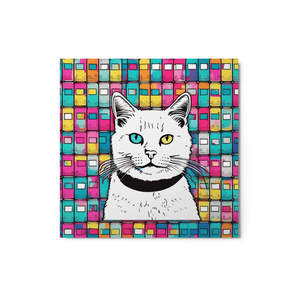 PugMug Custom White Companion Cat Metal Print