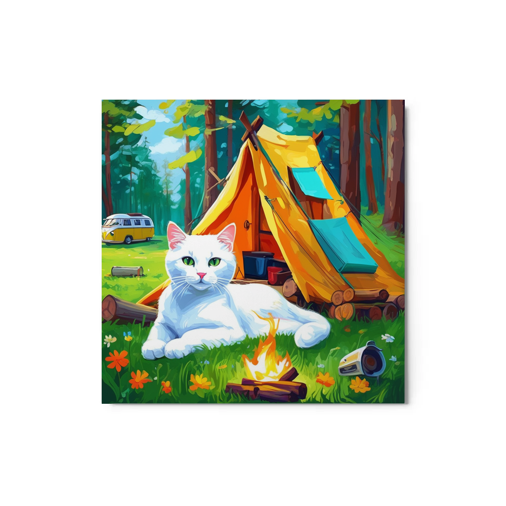 PugMug Custom White Companion Cat Metal Print