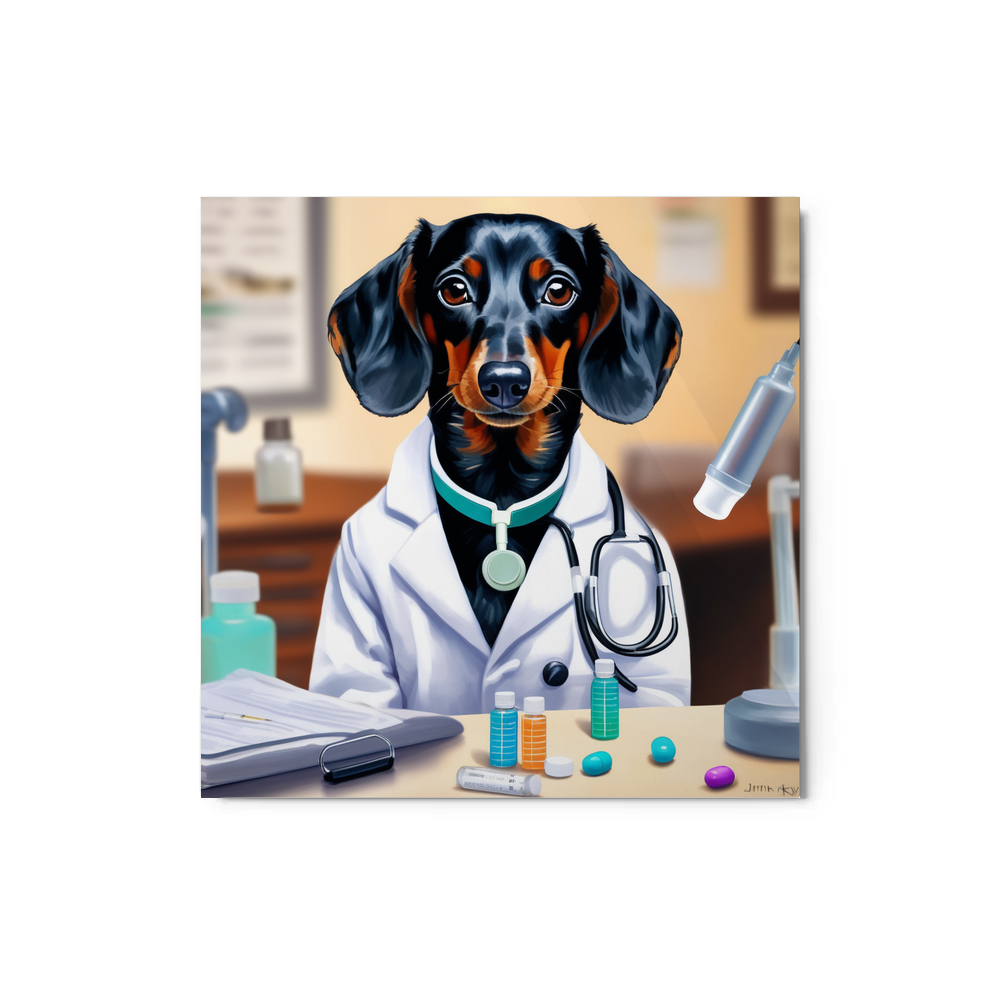 PugMug Custom Black Dachshund Metal Print