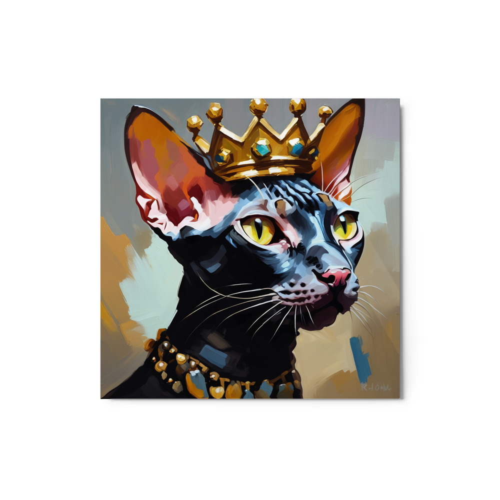 PugMug Custom Black Sphynx Cat Metal Print