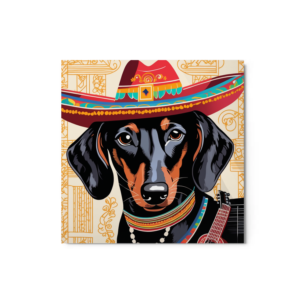 PugMug Custom Black Dachshund Metal Print