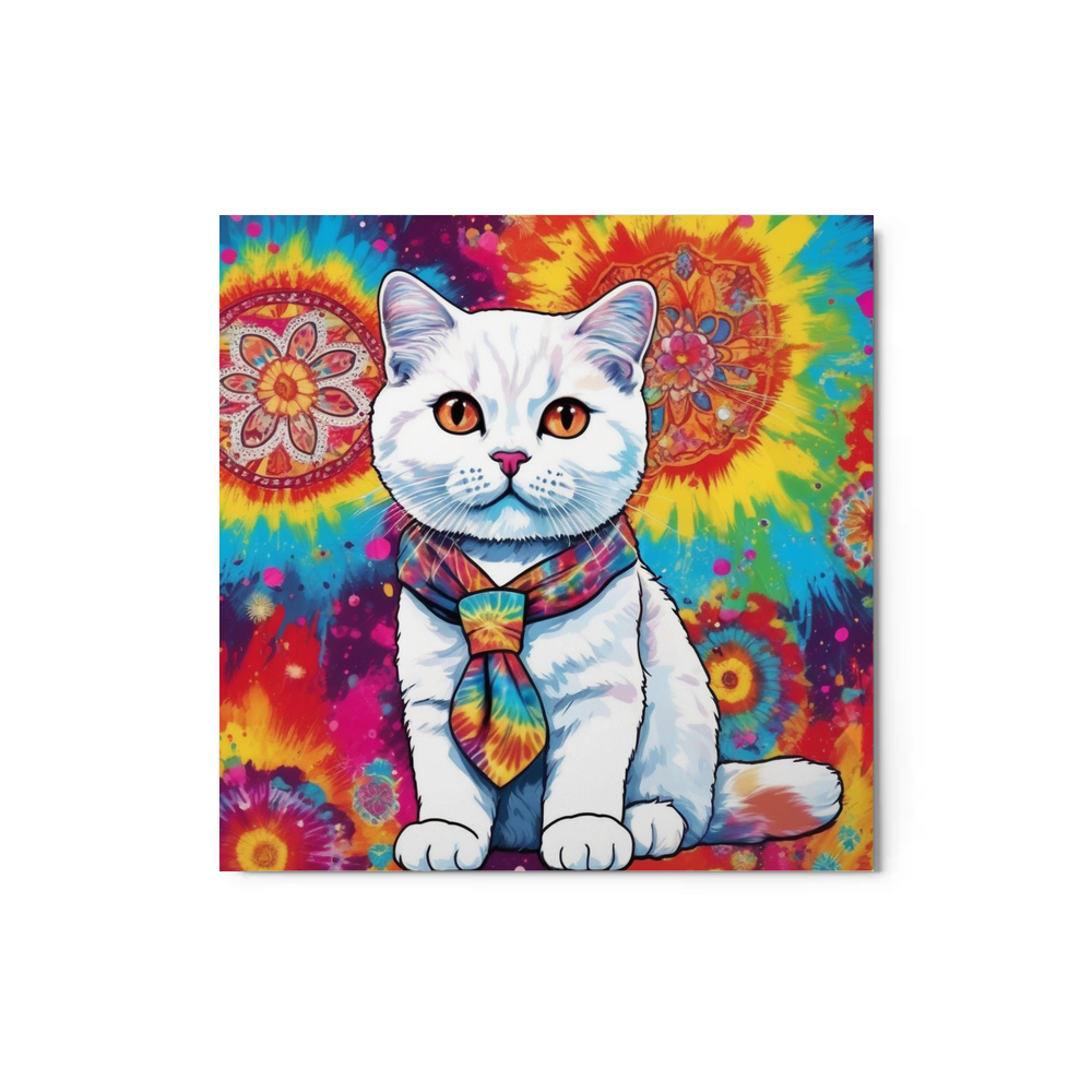 PugMug Custom White Scottish Fold Cat Metal Print
