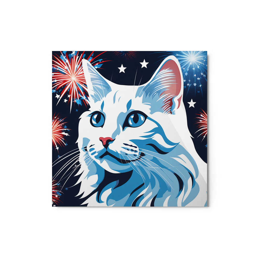 PugMug Custom White Companion Cat Metal Print