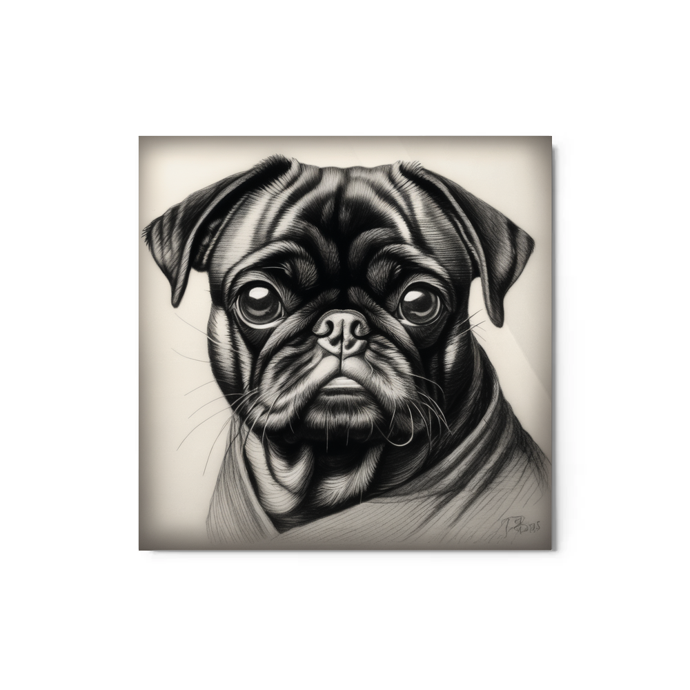 PugMug Custom Black Pug Metal Print