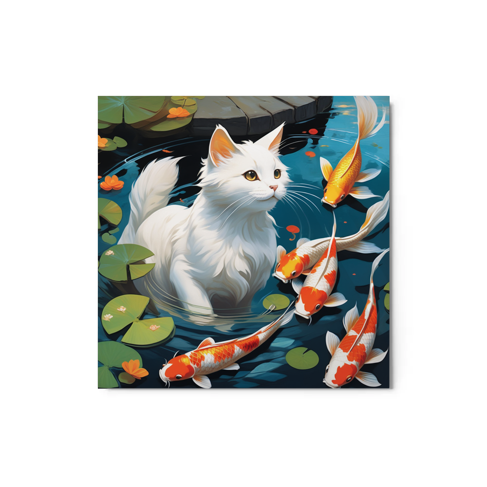 PugMug Custom White Companion Cat Metal Print