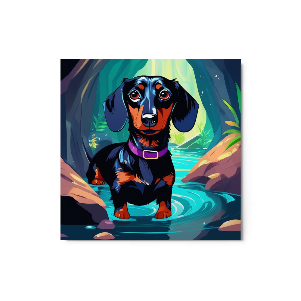 PugMug Custom Black Dachshund Metal Print