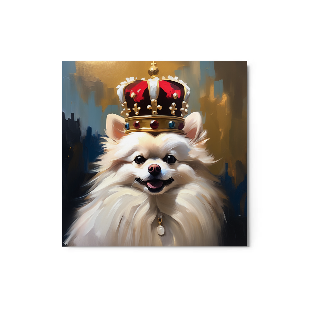 PugMug Custom White Pomeranian Metal Print